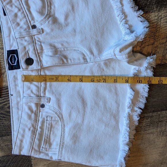 RVCA Hello Mellow Shorts White Denim 26 Cutoffs - Picture 4 of 5